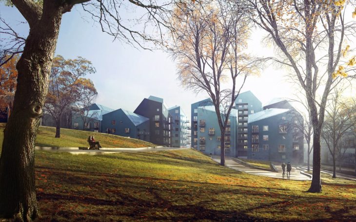 Hallonporten, nya hyresrätter vid Hallonbergsvägen i Sundbyberg.