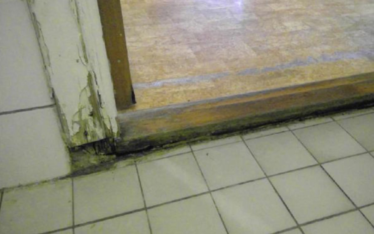 Ett av de undersökta badrummen på Kollegiegatan. Här påträffades mögel.