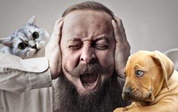 Man som håller för öro