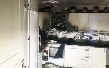 Stor skada efter en brand i köket