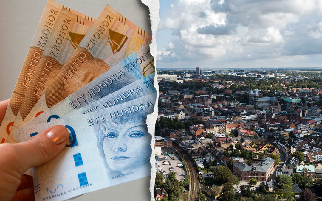 Pengar och översiktsbild på Lund