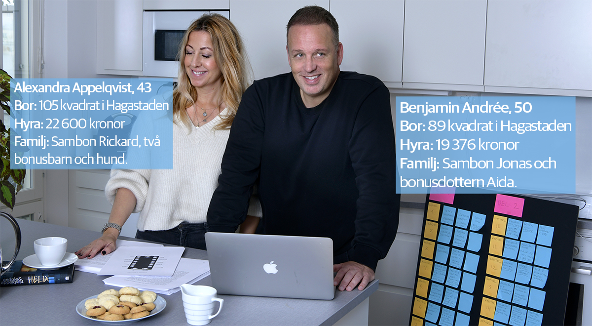 Benjamin och Alexandra vid planeringstavlan