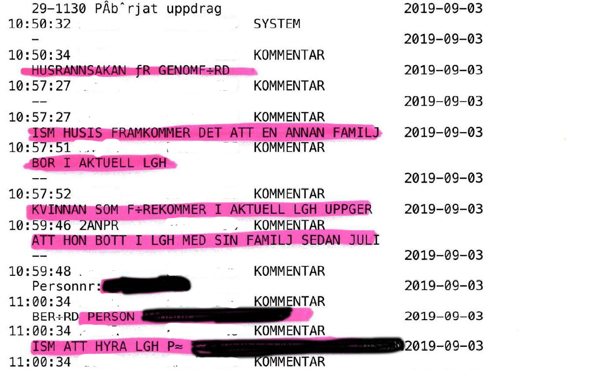 Polisrapport, husrannsakan, Gränby, Uppsala