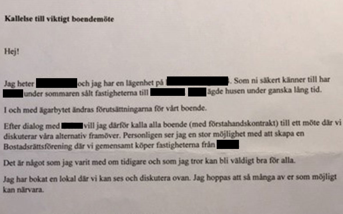 Brev om boendemöte