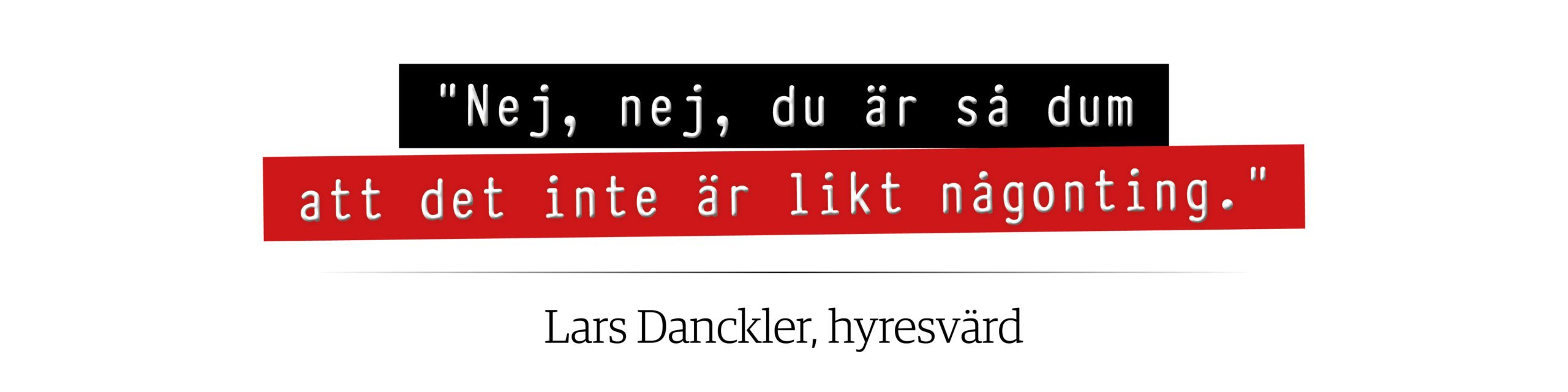 "Nej, nej, du är så dum att det inte är likt någonting", säger Lars Danckler.