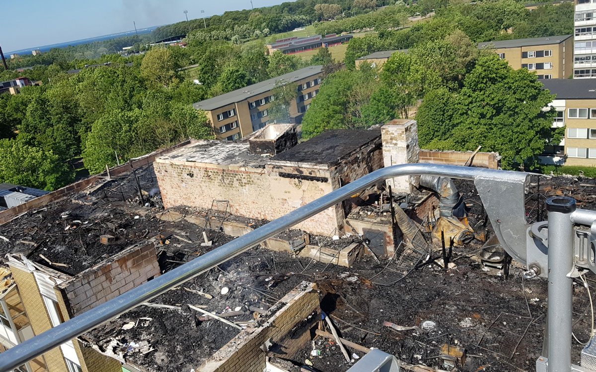 Brandhärjat sjuvåningshus på Koppargården i Landskrona.