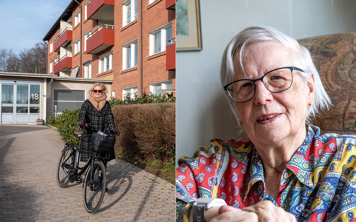 Kvinna med cykel samt en äldre kvinna