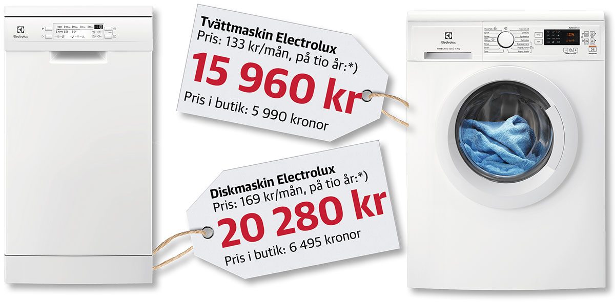 diskmaskin och tvättmaskin, electrolux