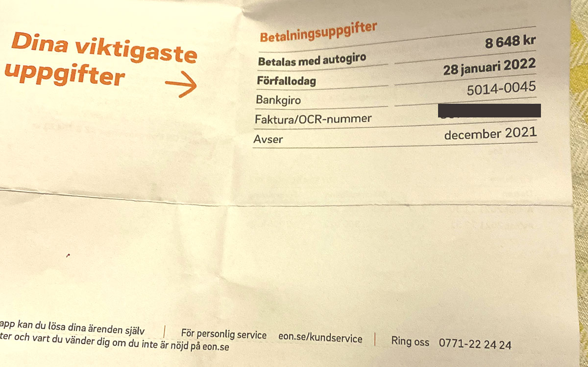 Skyhög elfaktura