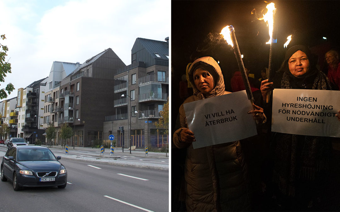 I sydvästra Göteborg har omfattande nyproduktion bidragit till att driva upp hyresnivåerna mest i hela staden. Bergsjön ligger inte långt efter. På Siriusgatan protesterar hyresgästerna mot ännu en standard- och hyreshöjande renovering. Här är medianinkomsten 171 500 kronor – nästan hälften av genomsnittet för Göteborg, som är 335 300 kronor. Nora Abubakr jobbar som städerska men oroar sig för att inte ha råd med högre hyra. Ubah Hussein är ensamstående och måste klara hyran själv på sin undersköterskelön.