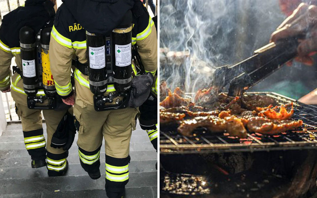 Räddningstjänsten och en grill.