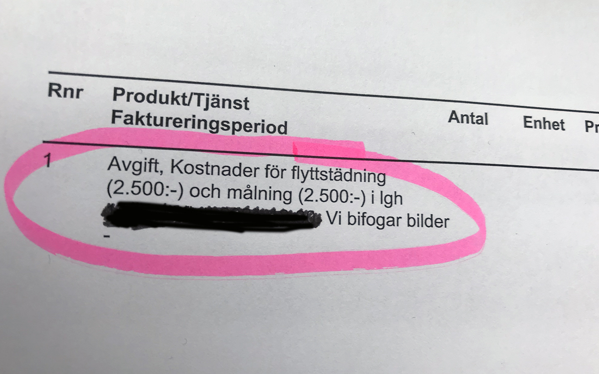 pappersfaktura för städ och slitage