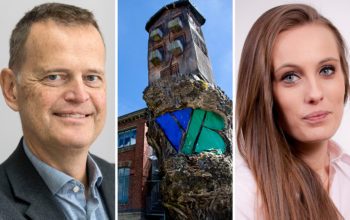 Gunnar Johansson, vd Vänersborgsbostäder, och Sophia Fors, förhandlare, Hyresgästföreningen.