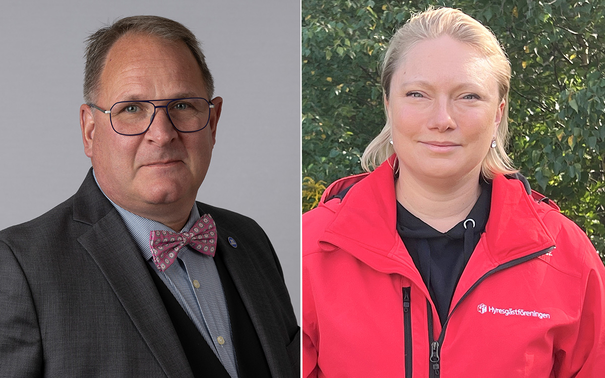 En tvådelad bild där den ena delen föreställer en Göran Gredfors i kavaj och fluga, den andra en Jessica Andersson i röd jacka.