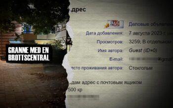 I huset till vänster har "spökpersoner" skrivits. På annonsforum för rysktalande säljer kriminella adressförmedlare sina tjänster.