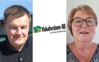 Mikael Bengtsson, tf vd, och Paula Skånberg hyresgäst och ordförande för Hyresgästföreningen i Sjuhärad