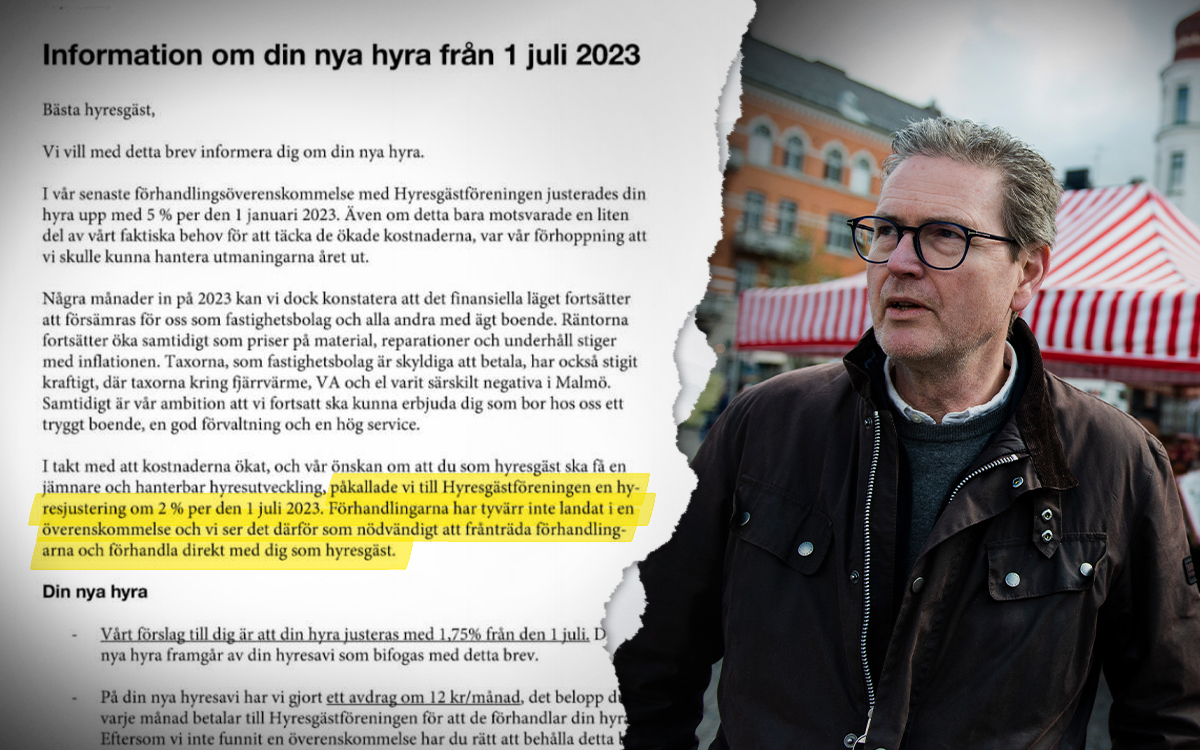 Patrik Hall, senior rådgivare på Heimstaden, samt Heimstadens brev till hyresgästerna i samband med direktaviseringen. 