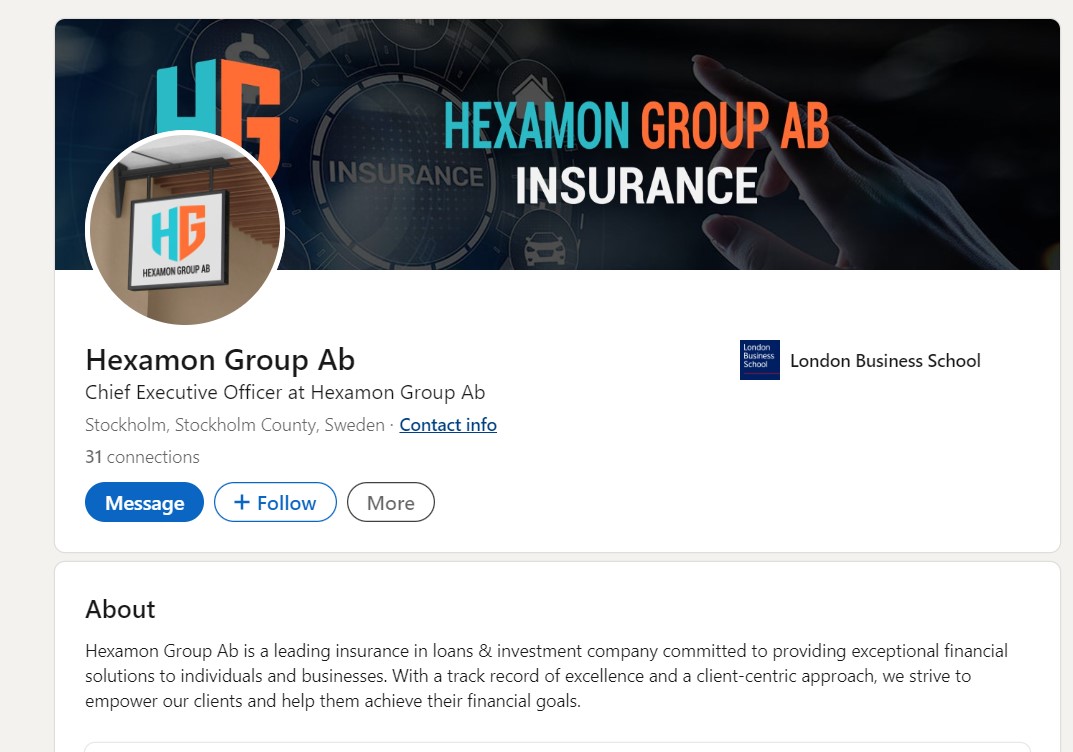 Fasaden. Hexamon Group skapade en logotyp och en påhittad verksamhet om "försäkringar inom lån och investering". I själva verket tvättade man pengar och försökte sig på ett storskaligt momsbedrägeri.