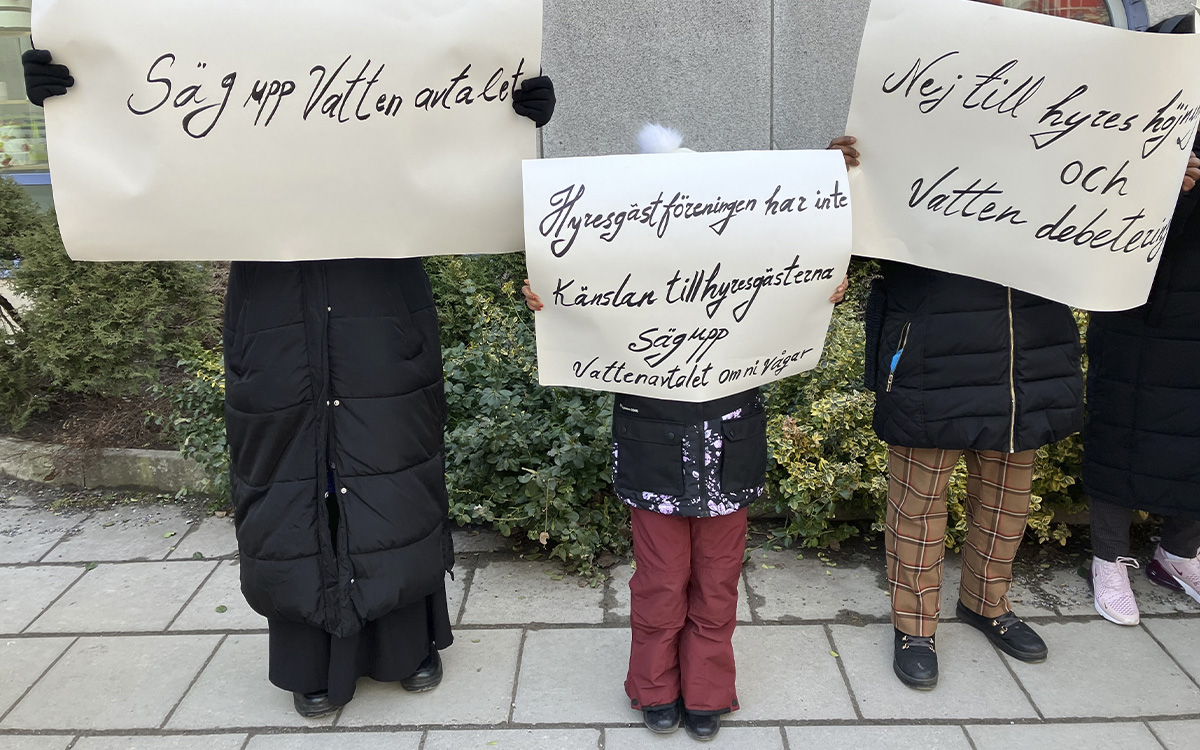 Demonstration utanför Globen