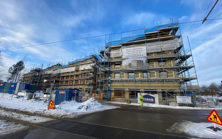 Byggnation av hyreshus i Norrköping.
