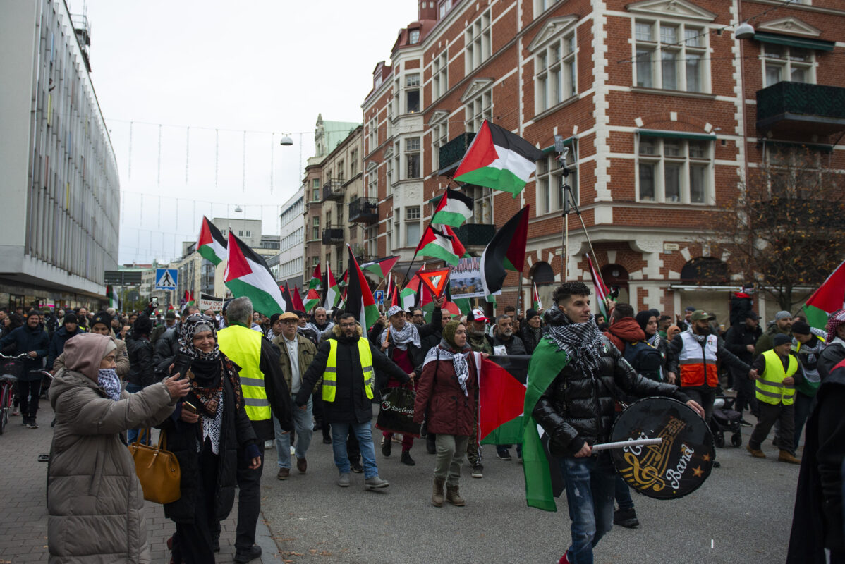Protester i Malmö mot Israels bombningar i Gaza.