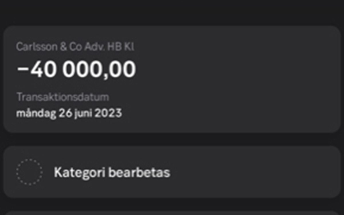 Betalning 40 000 kronor