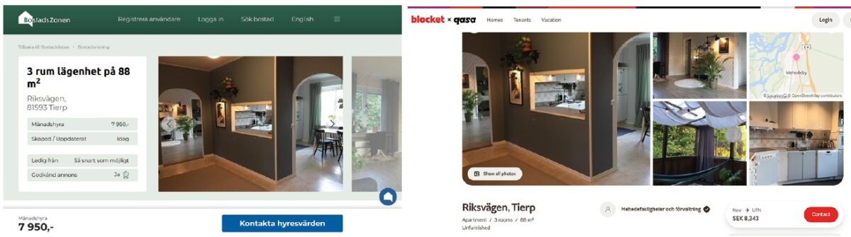 Annonsen om en trea hittar du gratis på Blocket – och för 369 i månaden på bostadszonen.se.
