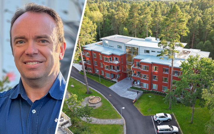 Fristadbostäders vd Kjell -Ove Sethson är stolt och glad över att det nya trygghetsboendet Prästängen vann utmärkelsen Allmännyttans bästa bygge 2024.