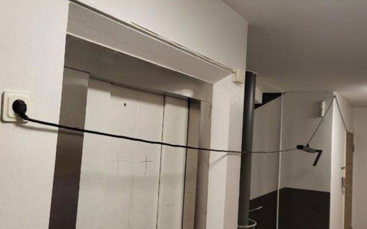 Hyresgästen drog sladdar från lägenheten till eluttag i bland annat trapphuset.