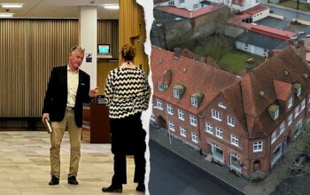 Hyresvärden Patrik Jörnklev och ett av hans hyreshus i Tomelilla.