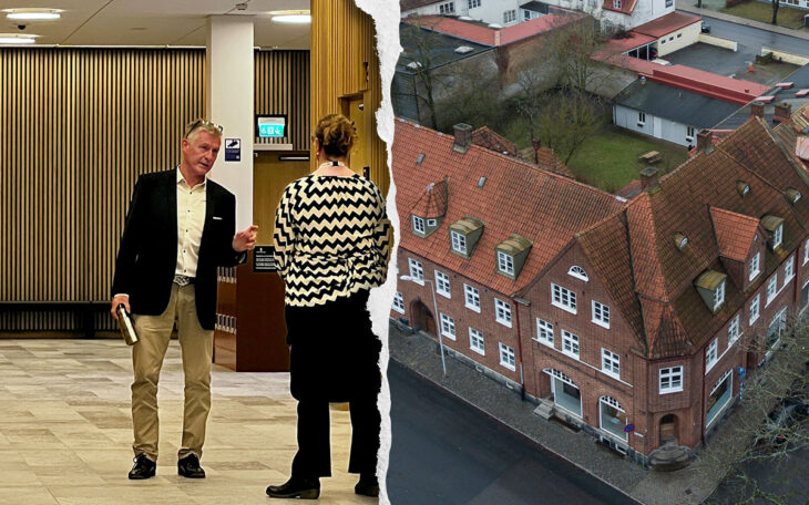 Hyresvärden Patrik Jörnklev och ett av hans hyreshus i Tomelilla.