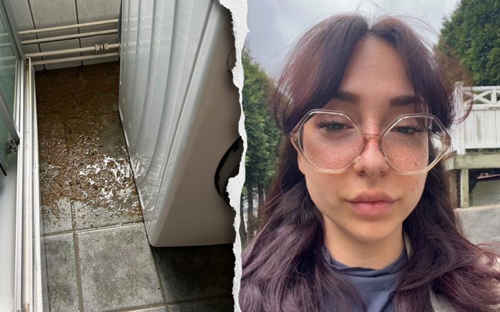 Petra Mrsán i Limmared drabbades av bajsöversvämning i badrummet.