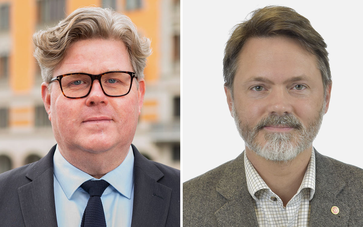 Justitieminister Gunnar Strömmer (M) och riksdagsledamot Markus Kallifatides (S).