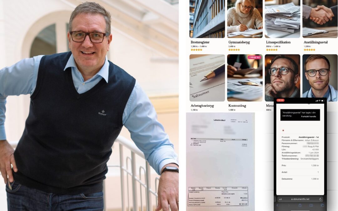 Frans Stoops är administrativ chef på Boplats syd och berättar att man har stora problem med förfalskade dokument. På sajten Dokumentfix har man kunnat beställa förfalskningar helt öppet, till exempel anställningsbevis.