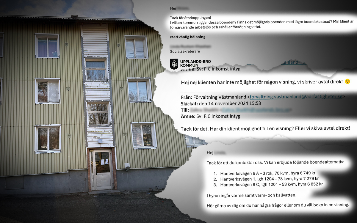 Mejlkorrespondens mellan ADR och Upplands-Bro kommun