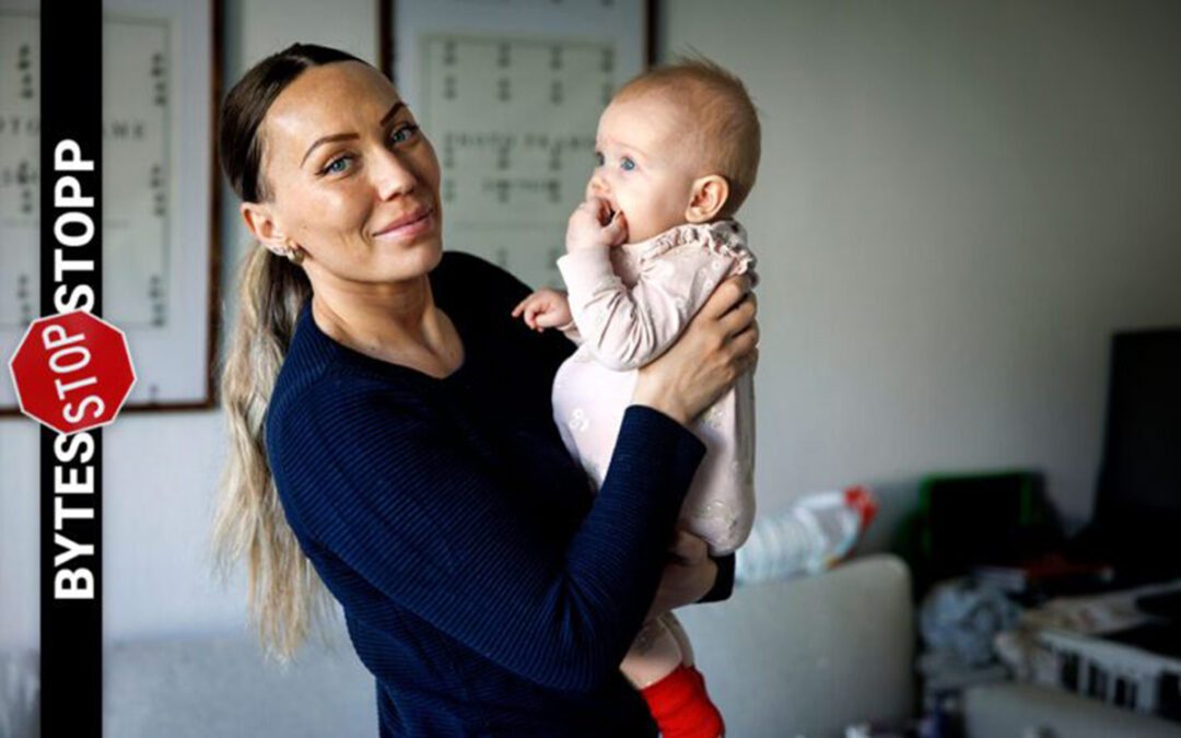 Bonnie Aebersold Wigardts hyresvärd stoppade lägenhetsbytet. Här är Bonnie med dottern Aurora i famnen.
