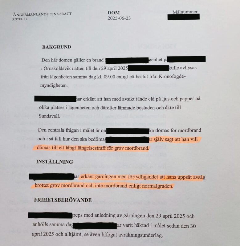 Ett avfotat blad ur en domtext.
