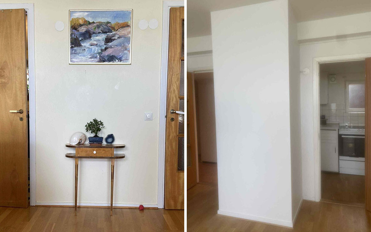 Före- och efterbild på den nya duschen.