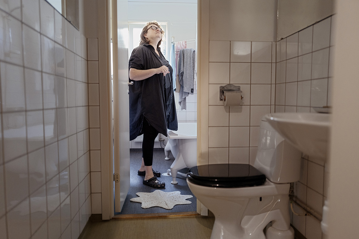 Magdalena Forshamn är en av många hyresgäster i huset som har protesterat mot hur Stena vill genomföra renoveringen.