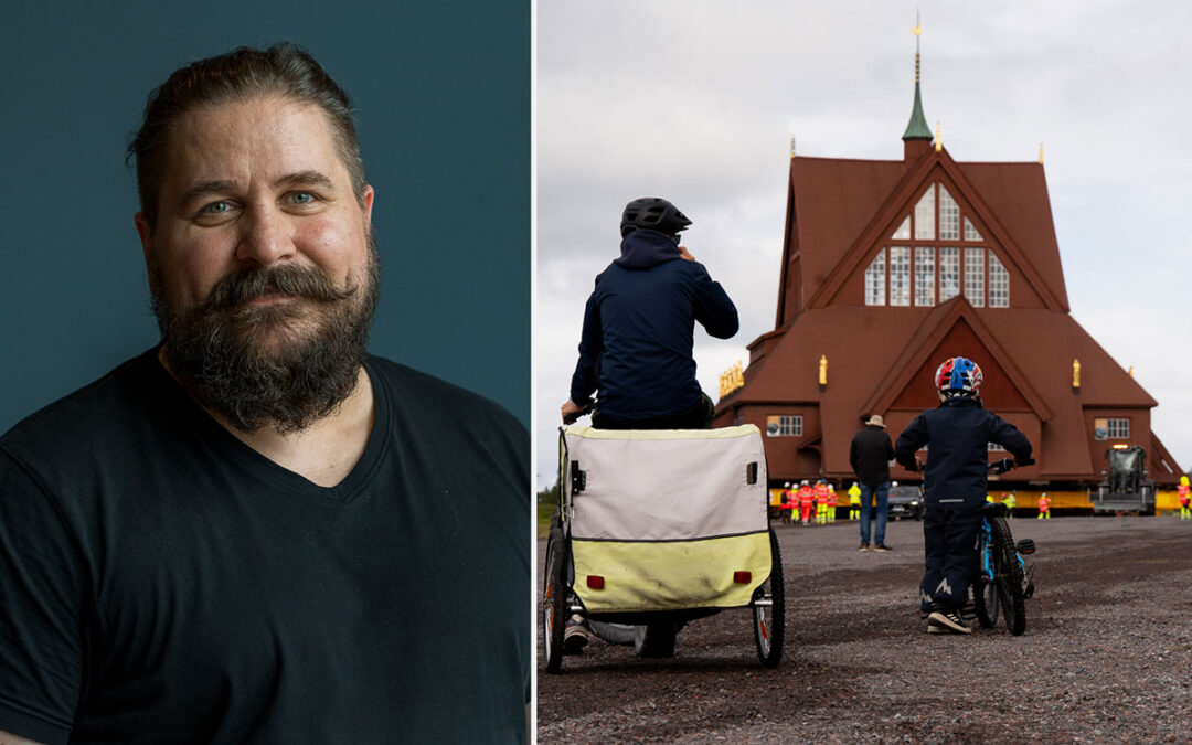 Gunnar Bergman, lokal ordförande för Hyresgästföreningen i Kiruna och Kirunas stadskyrka.