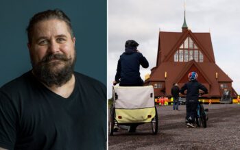 Gunnar Bergman, lokal ordförande för Hyresgästföreningen i Kiruna och Kirunas stadskyrka.