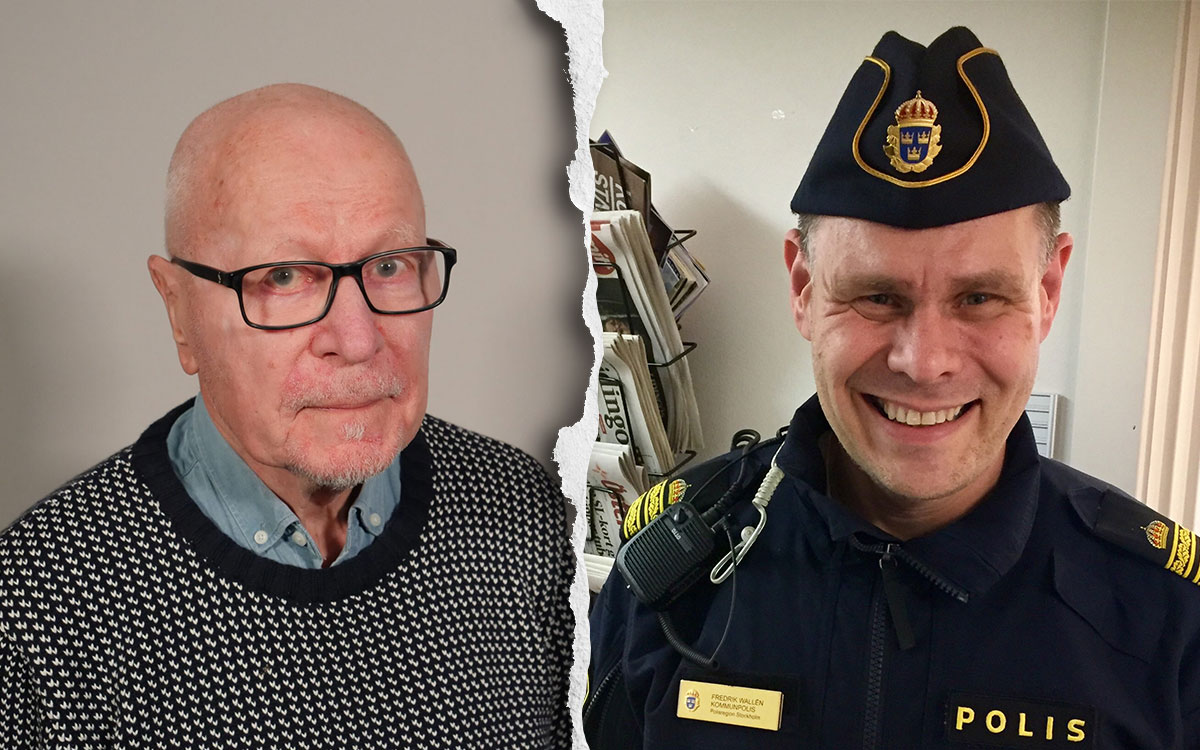 Inbrott. Porträtt på Sven-Erik Alhem och polisen Fredrik Wallin.
