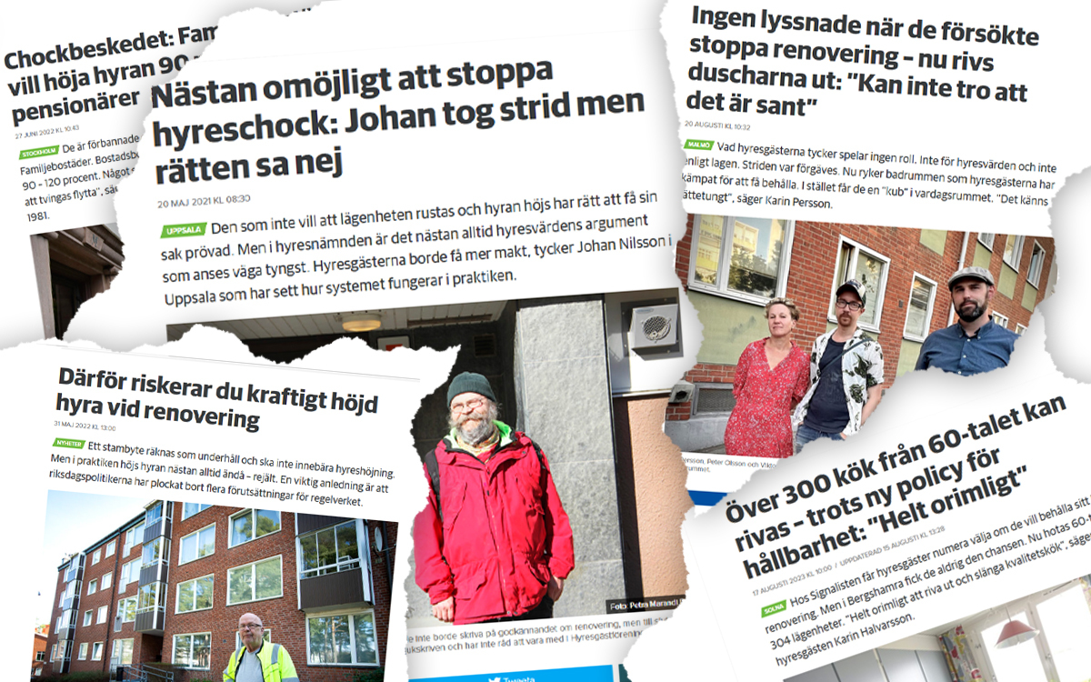 Exempel på tidigare artiklar i Hem & Hyra om när hyresvärden vill renovera.