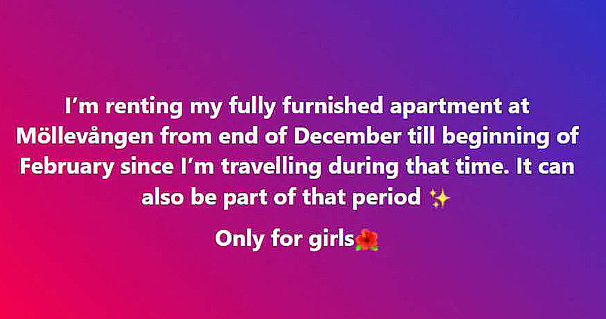 Hyresvärden använder kvinnans egna annonser som bevis mot henne. 