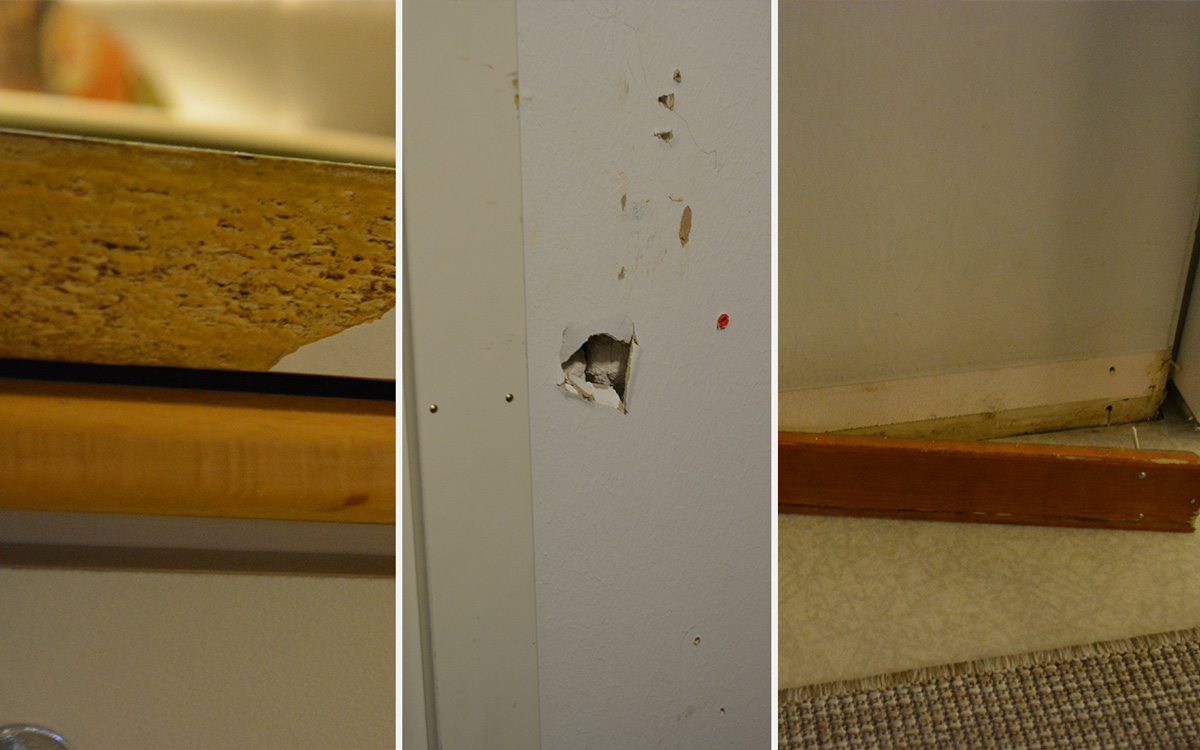 Skador i lägenheter på Munksundsvägen i Piteå.