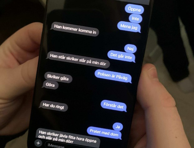 Avfotad sms-konversation.