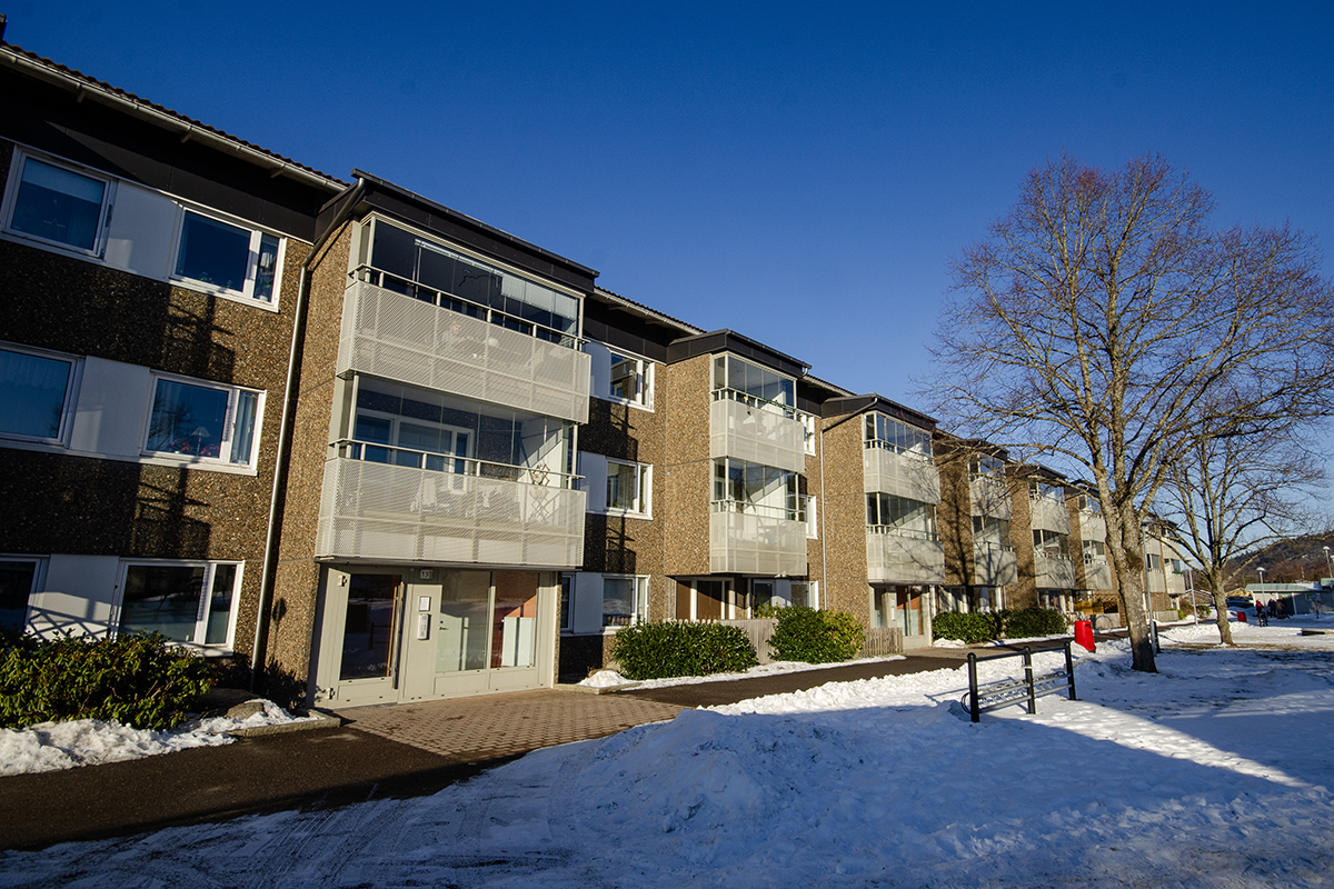 Ett av de fem hyreshus som ska ombildas till bostadsrätter på Oxledsvägen.