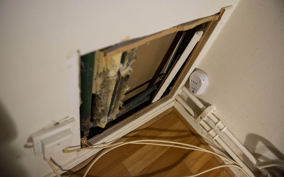 Här läckte avgaser in.