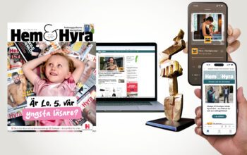 Kollage på Hem & Hyras olika kanaler: print, sajt, podd, nyhetsbrev.