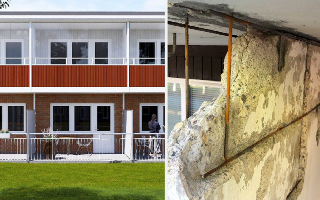 Till vänster - hur den inglasade balkongen kommer att se ut. Till höger - hur hyresgästens balkong ser ut i dag.